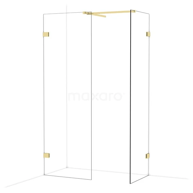 Diamond Walk-in shower | 70x60 cm Glanzend lichtgoud Clear glass 2 fixed walls IDB0706520GLG