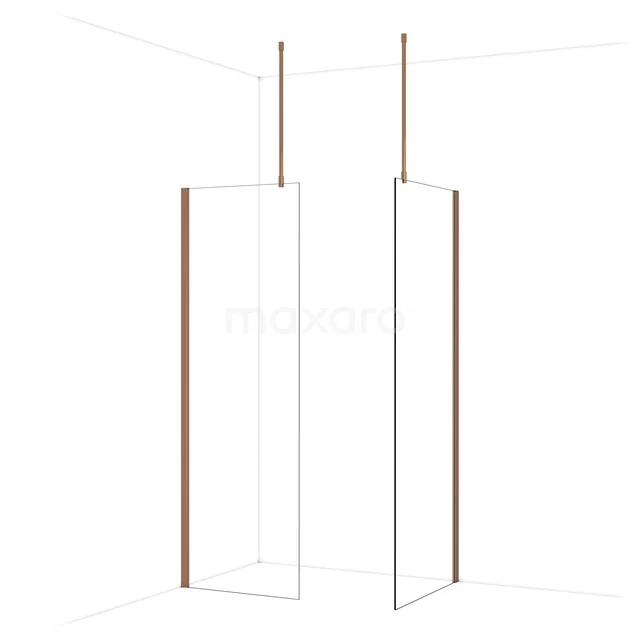 Begehbare Duschen IDB0708910GKP Duschwand mit roségoldenen Akzenten, minimalistisches Design, ideal für einen modernen Badezimmerstil.