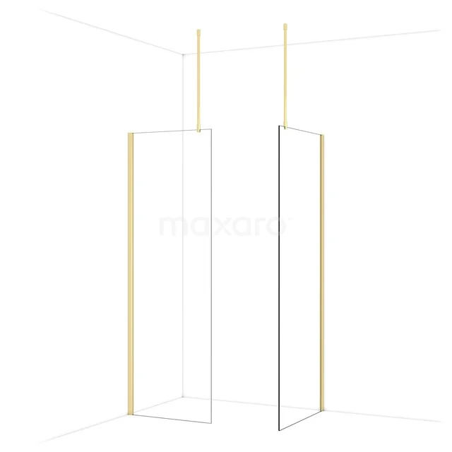 Diamond Inloopdouche | 80x70 cm Glanzend lichtgoud Helder glas 2 vaste wanden IDB0708910GLG Diamond Inloopdouche | 80x70 cm Glanzend lichtgoud Helder glas 2 vaste wanden IDB0708910GLG