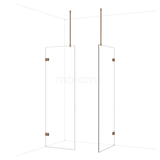 Diamond Walk-in shower | 80x70 cm Glanzend koper Clear glass 2 fixed walls IDB0708920GKP Diamond Walk-in shower | 80x70 cm Glanzend koper Clear glass 2 fixed walls IDB0708920GKP