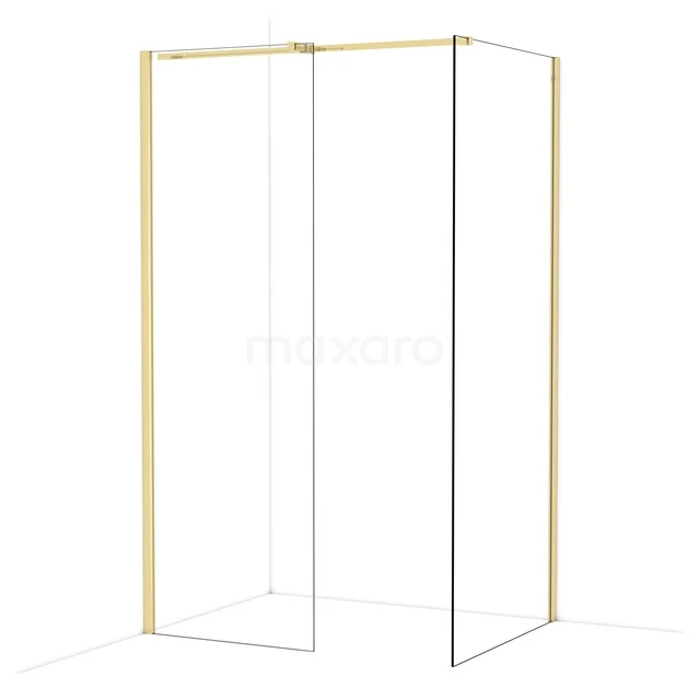 Diamond Walk-in shower | 90x70 cm Glanzend lichtgoud Clear glass 2 fixed walls IDB0709310GLG Diamond Walk-in shower | 90x70 cm Glanzend lichtgoud Clear glass 2 fixed walls IDB0709310GLG