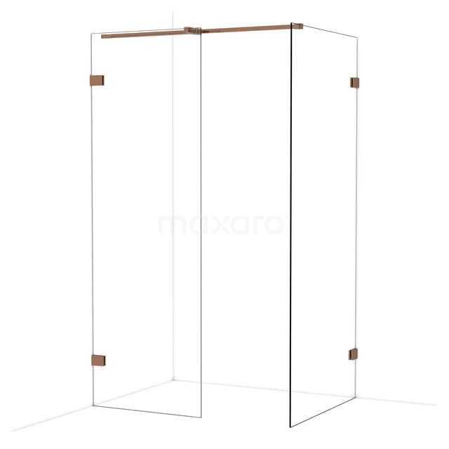 Diamond Walk-in shower | 90x70 cm Glanzend koper Clear glass 2 fixed walls IDB0709320GKP Diamond Walk-in shower | 90x70 cm Glanzend koper Clear glass 2 fixed walls IDB0709320GKP
