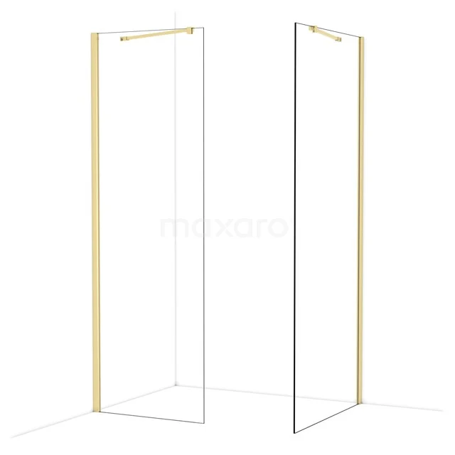 Diamond Walk-in shower | 90x70 cm Glanzend lichtgoud Clear glass 2 fixed walls IDB0709410GLG Diamond Walk-in shower | 90x70 cm Glanzend lichtgoud Clear glass 2 fixed walls IDB0709410GLG