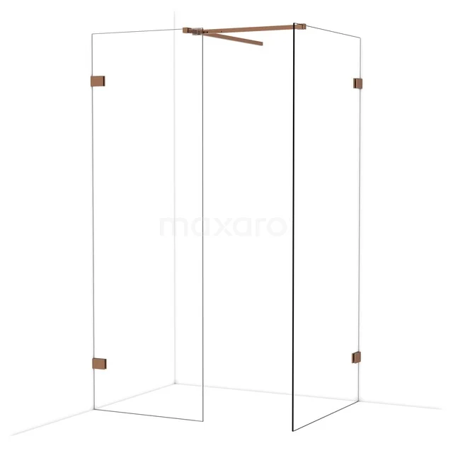 Diamond Walk-in shower | 90x70 cm Glanzend koper Clear glass 2 fixed walls IDB0709520GKP Diamond Walk-in shower | 90x70 cm Glanzend koper Clear glass 2 fixed walls IDB0709520GKP