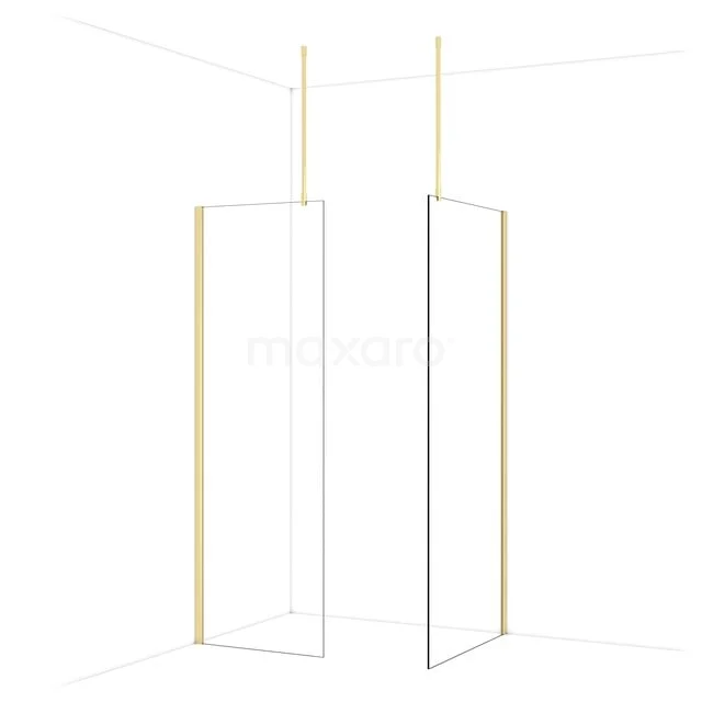 Diamond Walk-in shower | 90x70 cm Glanzend lichtgoud Clear glass 2 fixed walls IDB0709910GLG Diamond Walk-in shower | 90x70 cm Glanzend lichtgoud Clear glass 2 fixed walls IDB0709910GLG