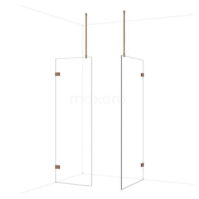 Diamond Walk-in shower | 90x70 cm Glanzend koper Clear glass 2 fixed walls IDB0709920GKP Diamond Walk-in shower | 90x70 cm Glanzend koper Clear glass 2 fixed walls IDB0709920GKP