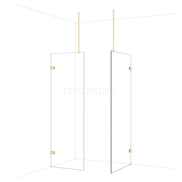 Diamond Inloopdouche | 90x70 cm Glanzend lichtgoud Helder glas 2 vaste wanden IDB0709920GLG Diamond Inloopdouche | 90x70 cm Glanzend lichtgoud Helder glas 2 vaste wanden IDB0709920GLG