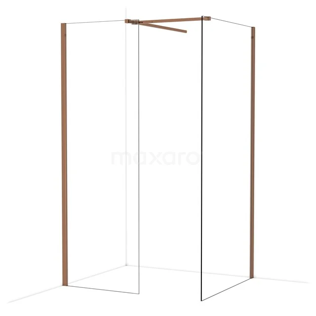 Diamond Inloopdouche | 100x70 cm Glanzend koper Helder glas 2 vaste wanden IDB0710510GKP Diamond Inloopdouche | 100x70 cm Glanzend koper Helder glas 2 vaste wanden IDB0710510GKP