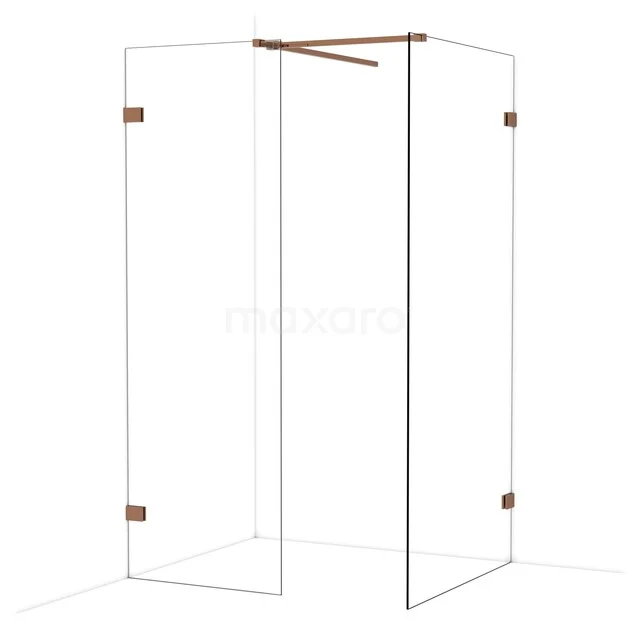 Diamond Walk-in shower | 100x70 cm Glanzend koper Clear glass 2 fixed walls IDB0710520GKP Diamond Walk-in shower | 100x70 cm Glanzend koper Clear glass 2 fixed walls IDB0710520GKP