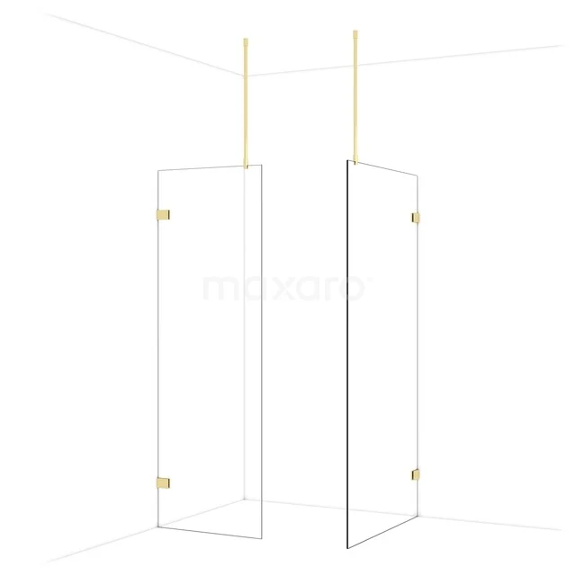 Diamond Inloopdouche | 100x70 cm Glanzend lichtgoud Helder glas 2 vaste wanden IDB0710920GLG Diamond Inloopdouche | 100x70 cm Glanzend lichtgoud Helder glas 2 vaste wanden IDB0710920GLG
