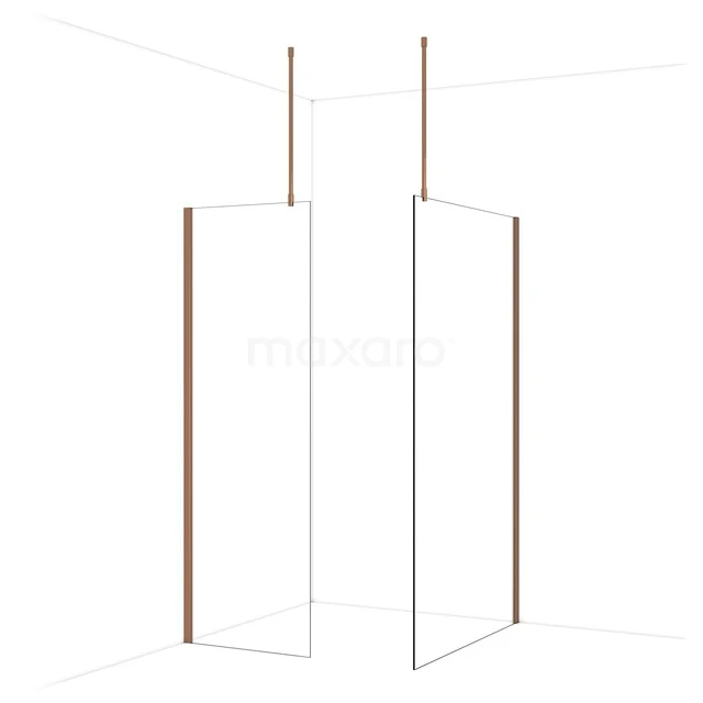 Diamond Walk-in shower | 120x70 cm Glanzend koper Clear glass 2 fixed walls IDB0712910GKP Diamond Walk-in shower | 120x70 cm Glanzend koper Clear glass 2 fixed walls IDB0712910GKP