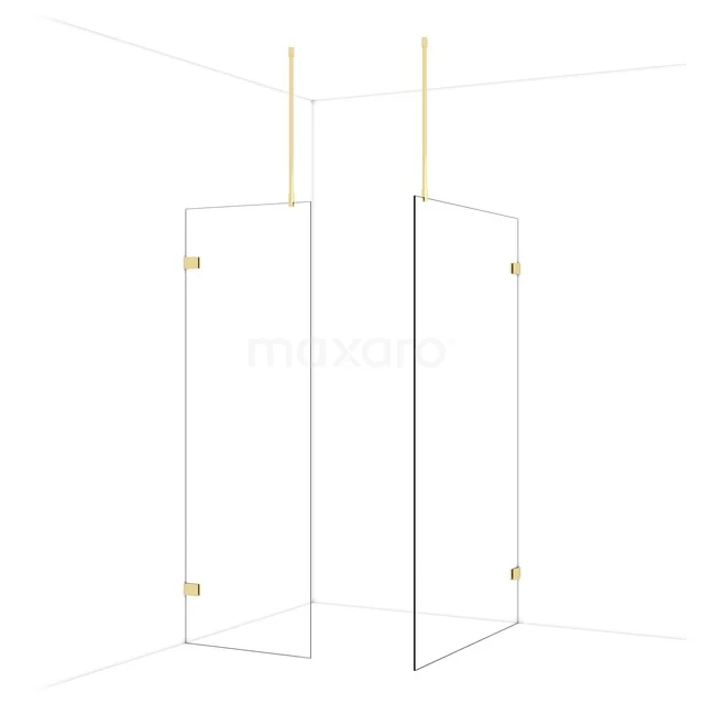 Begehbare Duschen IDB0712920GLG Glasene Duschwand mit goldfarbenen Scharnieren, stilvolles Design für ein modernes Badezimmer.