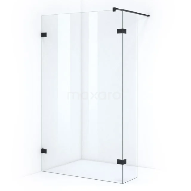 Quartz begehbare Dusche | 120 cm Matt Schwarz Feste Wand mit Seitenwand IQC121300M Glas Duschwand mit Schwarz Profilakzenten, modernes Design von Klarglas, ideal für einen stilvollen Badezimmer.