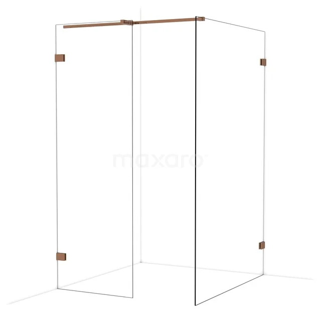 Begehbare Duschen IDB0713320GKP Glas Duschwand mit Eckdesign, transparentem Glas und Messingdetails; ideal für stilvolle Badezimmergestaltung.