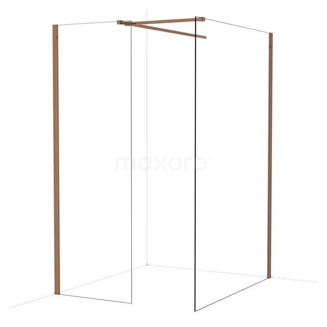Diamond Walk-in shower | 140x70 cm Glanzend koper Clear glass 2 fixed walls IDB0714510GKP Diamond Walk-in shower | 140x70 cm Glanzend koper Clear glass 2 fixed walls IDB0714510GKP