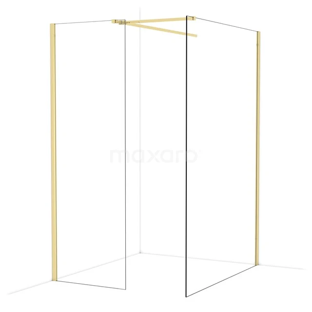 Diamond Walk-in shower | 140x70 cm Glanzend lichtgoud Clear glass 2 fixed walls IDB0714510GLG Diamond Walk-in shower | 140x70 cm Glanzend lichtgoud Clear glass 2 fixed walls IDB0714510GLG