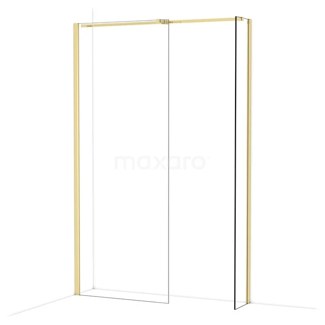 Begehbare Duschen IDB0803310GLG Duschtür mit goldfarbenem Rahmen, gläserne Schiebetür, modernes Design, ideal für stilvolle Badezimmergestaltung.