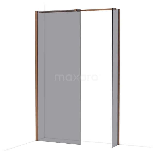 Diamond Inloopdouche | 80x30 cm Glanzend koper Rookglas 2 vaste wanden IDB0803311GKP