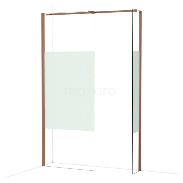 Diamond Inloopdouche | 80x30 cm Glanzend koper Helder met matte strook 2 vaste wanden IDB0803313GKP Diamond Inloopdouche | 80x30 cm Glanzend koper Helder met matte strook 2 vaste wanden IDB0803313GKP