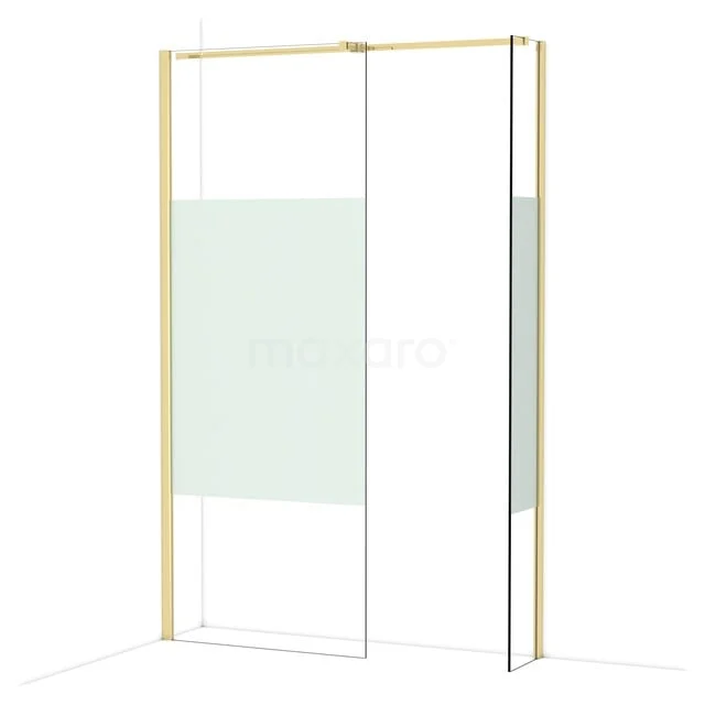 Diamond Inloopdouche | 80x30 cm Glanzend lichtgoud Helder met matte strook 2 vaste wanden IDB0803313GLG Diamond Inloopdouche | 80x30 cm Glanzend lichtgoud Helder met matte strook 2 vaste wanden IDB0803313GLG