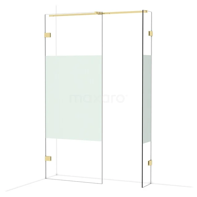 Diamond Walk-in shower | 80x30 cm Glanzend lichtgoud Clear with matt strip 2 fixed walls IDB0803323GLG Diamond Walk-in shower | 80x30 cm Glanzend lichtgoud Clear with matt strip 2 fixed walls IDB0803323GLG
