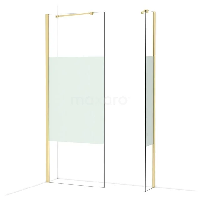 Diamond Walk-in shower | 80x30 cm Glanzend lichtgoud Clear with matt strip 2 fixed walls IDB0803413GLG Diamond Walk-in shower | 80x30 cm Glanzend lichtgoud Clear with matt strip 2 fixed walls IDB0803413GLG