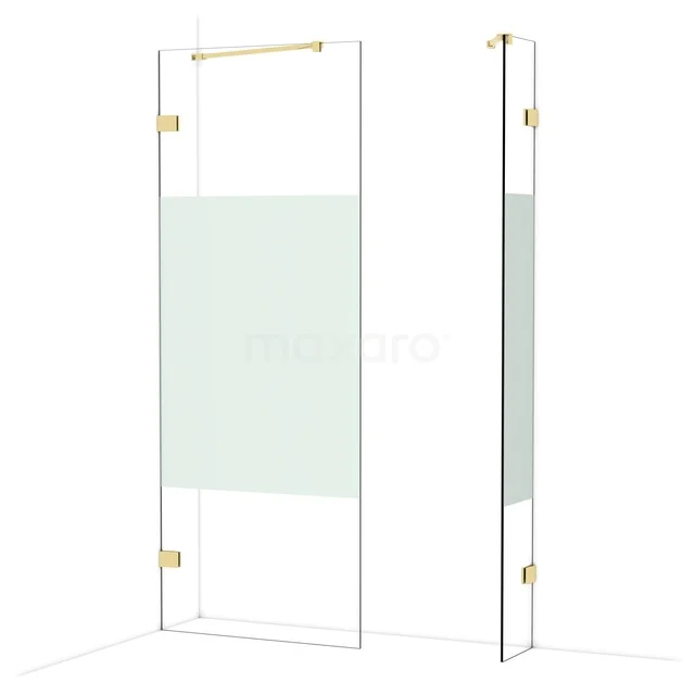 Diamond Walk-in shower | 80x30 cm Glanzend lichtgoud Clear with matt strip 2 fixed walls IDB0803423GLG Diamond Walk-in shower | 80x30 cm Glanzend lichtgoud Clear with matt strip 2 fixed walls IDB0803423GLG