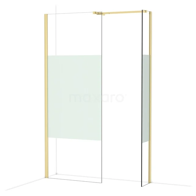 Diamond Walk-in shower | 80x30 cm Glanzend lichtgoud Clear with matt strip 2 fixed walls IDB0803513GLG Diamond Walk-in shower | 80x30 cm Glanzend lichtgoud Clear with matt strip 2 fixed walls IDB0803513GLG