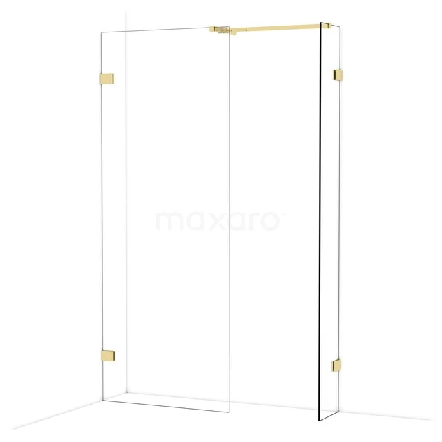 Begehbare Duschen IDB0803520GLG Glas Duschwand mit goldfarbenen Scharnieren, Eckdesign, ideal für ein modernes Badezimmer.