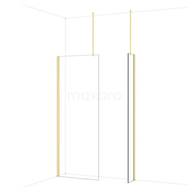 Diamond Inloopdouche | 80x30 cm Glanzend lichtgoud Helder glas 2 vaste wanden IDB0803910GLG Diamond Inloopdouche | 80x30 cm Glanzend lichtgoud Helder glas 2 vaste wanden IDB0803910GLG