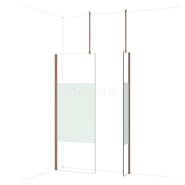 Diamond begehbare Dusche | 80x30 cm Glänzendes Kupfer 2 feste Wände IDB0803913GKP Duschwand mit bronzefarbenen Profilen, schlankem Design und Klarglas, ideale Ergänzung für ein modernes Badezimmer.