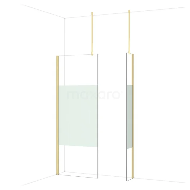 Diamond Walk-in shower | 80x30 cm Glanzend lichtgoud Clear with matt strip 2 fixed walls IDB0803913GLG Diamond Walk-in shower | 80x30 cm Glanzend lichtgoud Clear with matt strip 2 fixed walls IDB0803913GLG