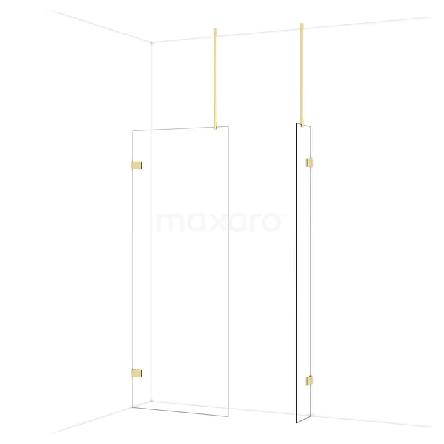 Diamond Walk-in shower | 80x30 cm Glanzend lichtgoud Clear glass 2 fixed walls IDB0803920GLG Diamond Walk-in shower | 80x30 cm Glanzend lichtgoud Clear glass 2 fixed walls IDB0803920GLG