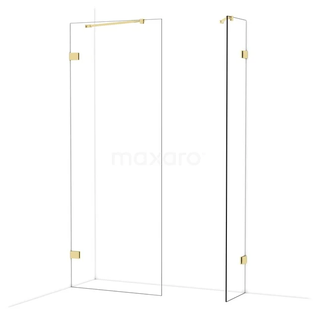 Diamond Walk-in shower | 80x40 cm Glanzend lichtgoud Clear glass 2 fixed walls IDB0804420GLG Diamond Walk-in shower | 80x40 cm Glanzend lichtgoud Clear glass 2 fixed walls IDB0804420GLG