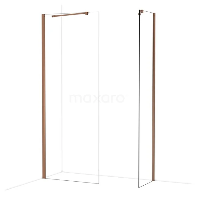 Diamond Inloopdouche | 80x50 cm Glanzend koper Helder glas 2 vaste wanden IDB0805410GKP Diamond Inloopdouche | 80x50 cm Glanzend koper Helder glas 2 vaste wanden IDB0805410GKP