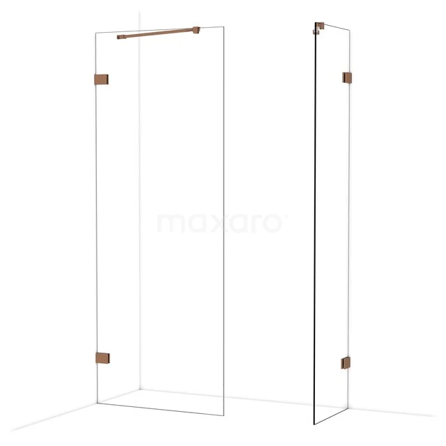 Glas Duschwand mit Klarglas und bronzefarbenen Scharnieren, ideal für einen modernen Badezimmerstil.