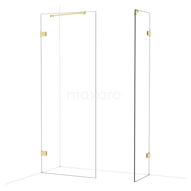 Diamond Inloopdouche | 80x50 cm Glanzend lichtgoud Helder glas 2 vaste wanden IDB0805420GLG Diamond Inloopdouche | 80x50 cm Glanzend lichtgoud Helder glas 2 vaste wanden IDB0805420GLG