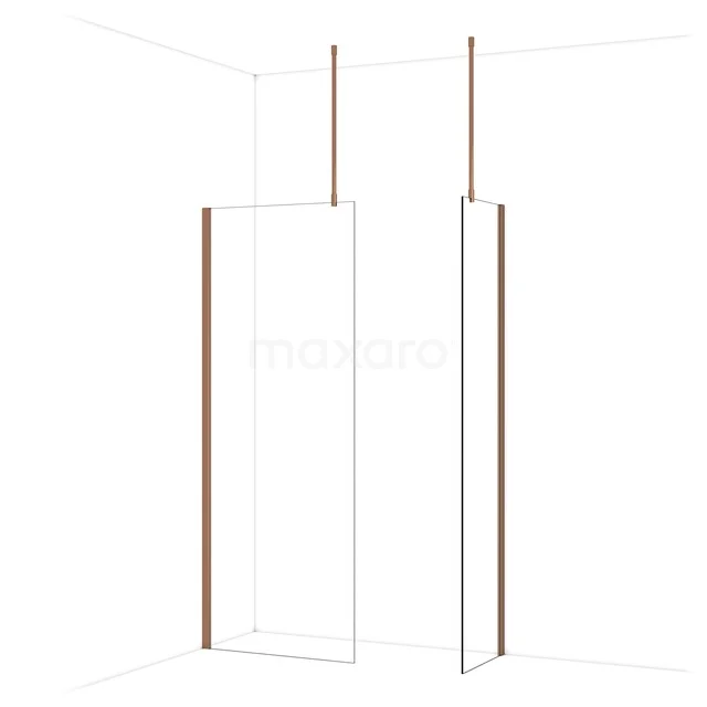 Glazen douchewand met mat zwart frame, moderne hoekvorm, ideaal voor stijlvol badkamerontwerp en ruimtebesparing.