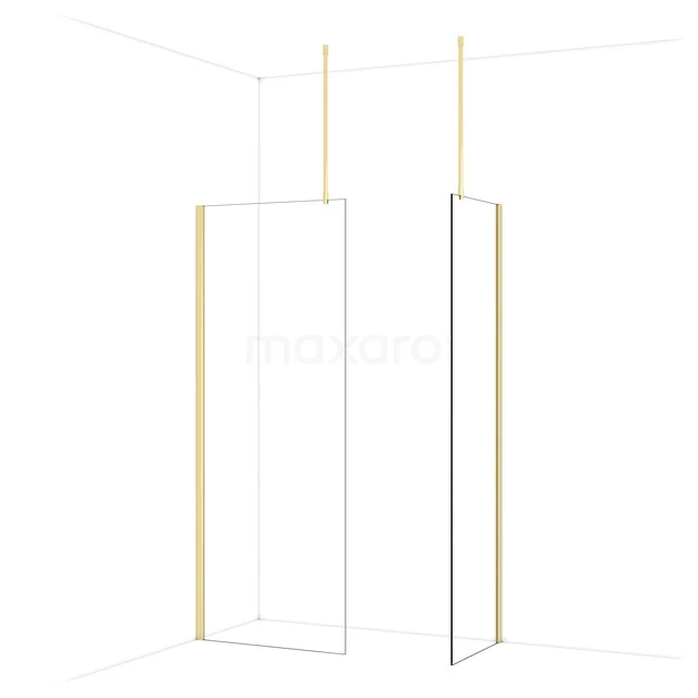 Diamond Walk-in shower | 80x60 cm Glanzend lichtgoud Clear glass 2 fixed walls IDB0806910GLG Diamond Walk-in shower | 80x60 cm Glanzend lichtgoud Clear glass 2 fixed walls IDB0806910GLG