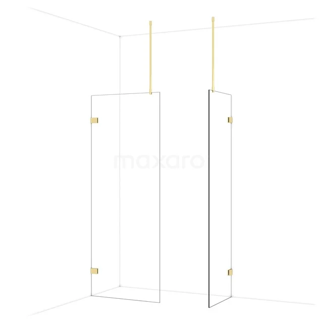 Diamond Inloopdouche | 80x60 cm Glanzend lichtgoud Helder glas 2 vaste wanden IDB0806920GLG Diamond Inloopdouche | 80x60 cm Glanzend lichtgoud Helder glas 2 vaste wanden IDB0806920GLG