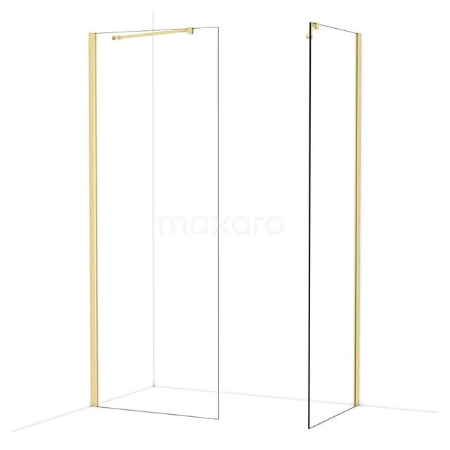 Diamond Inloopdouche | 80x70 cm Glanzend lichtgoud Helder glas 2 vaste wanden IDB0807410GLG Diamond Inloopdouche | 80x70 cm Glanzend lichtgoud Helder glas 2 vaste wanden IDB0807410GLG
