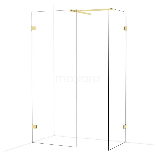Diamond Inloopdouche | 80x70 cm Glanzend lichtgoud Helder glas 2 vaste wanden IDB0807520GLG Diamond Inloopdouche | 80x70 cm Glanzend lichtgoud Helder glas 2 vaste wanden IDB0807520GLG