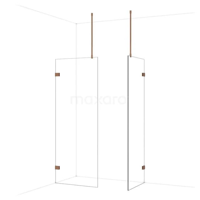 Diamond Walk-in shower | 80x70 cm Glanzend koper Clear glass 2 fixed walls IDB0807920GKP Diamond Walk-in shower | 80x70 cm Glanzend koper Clear glass 2 fixed walls IDB0807920GKP