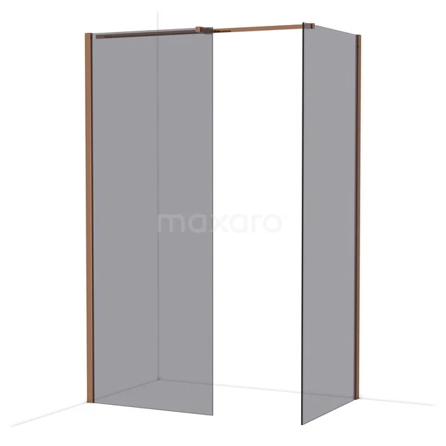 Diamond begehbare Dusche | 80x80 cm Glänzendes Kupfer 2 feste Wände IDB0808311GKP Duschwand mit Eckeinstieg, minimalistisches Design, mattes Glas, kupferfarbener Rahmen – stilvolle Badezimmerlösung.