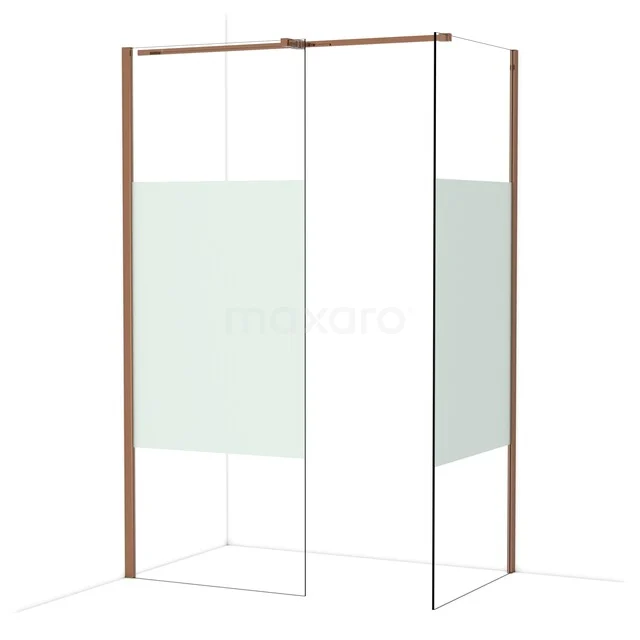 Begehbare Duschen IDB0808313GKP Duschwand mit Mattglas, roségoldenen Profilen und modernem Design, ideal für stilvolle Badezimmergestaltungen.