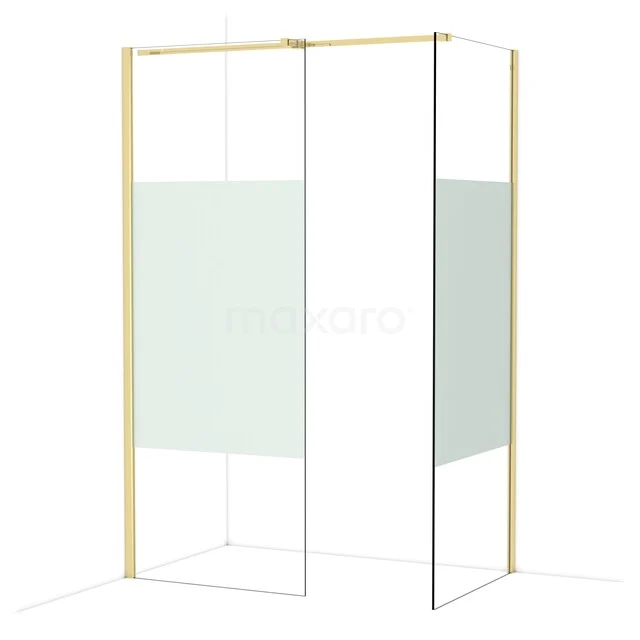 Diamond Inloopdouche | 80x80 cm Glanzend lichtgoud Helder met matte strook 2 vaste wanden IDB0808313GLG Diamond Inloopdouche | 80x80 cm Glanzend lichtgoud Helder met matte strook 2 vaste wanden IDB0808313GLG