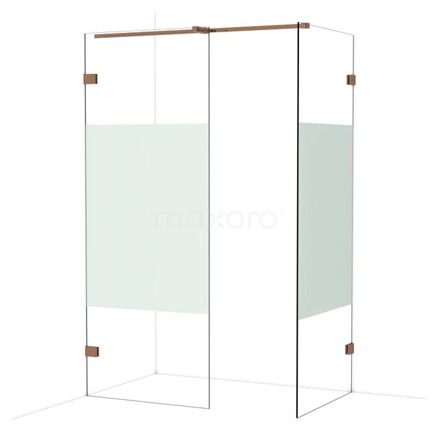 Diamond Inloopdouche | 80x80 cm Glanzend koper Helder met matte strook 2 vaste wanden IDB0808323GKP Diamond Inloopdouche | 80x80 cm Glanzend koper Helder met matte strook 2 vaste wanden IDB0808323GKP