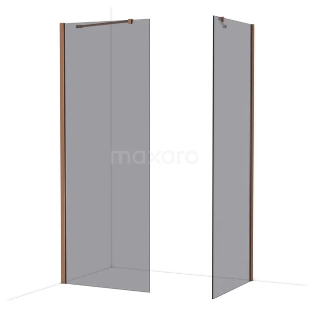 Diamond begehbare Dusche | 80x80 cm Glänzendes Kupfer 2 feste Wände IDB0808411GKP Begehbare Dusche mit Glaswand und rostfreien Profilen, ideale minimalistische Lösung für ein modernes Badezimmer.