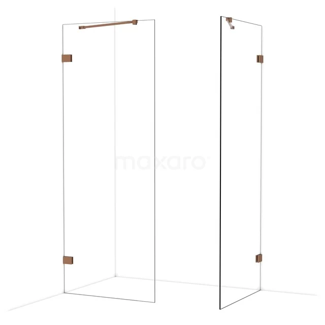Diamond Inloopdouche | 80x80 cm Glanzend koper Helder glas 2 vaste wanden IDB0808420GKP Diamond Inloopdouche | 80x80 cm Glanzend koper Helder glas 2 vaste wanden IDB0808420GKP