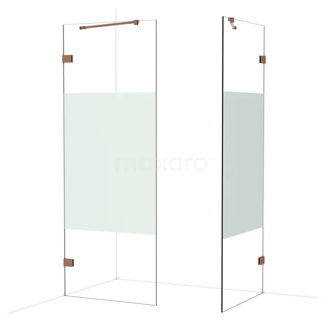 Begehbare Duschen IDB0808423GKP Glas Duschwand Set mit mattem Segment, transparentem Glas und Messingakzenten, perfekt für einen modernen Badezimmer Stil.
